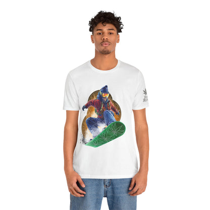 High Roller Snowboard Cannabis T-Shirt - Premium 420 Winter Sports Action Shred Mountain Lifestyle Apparel