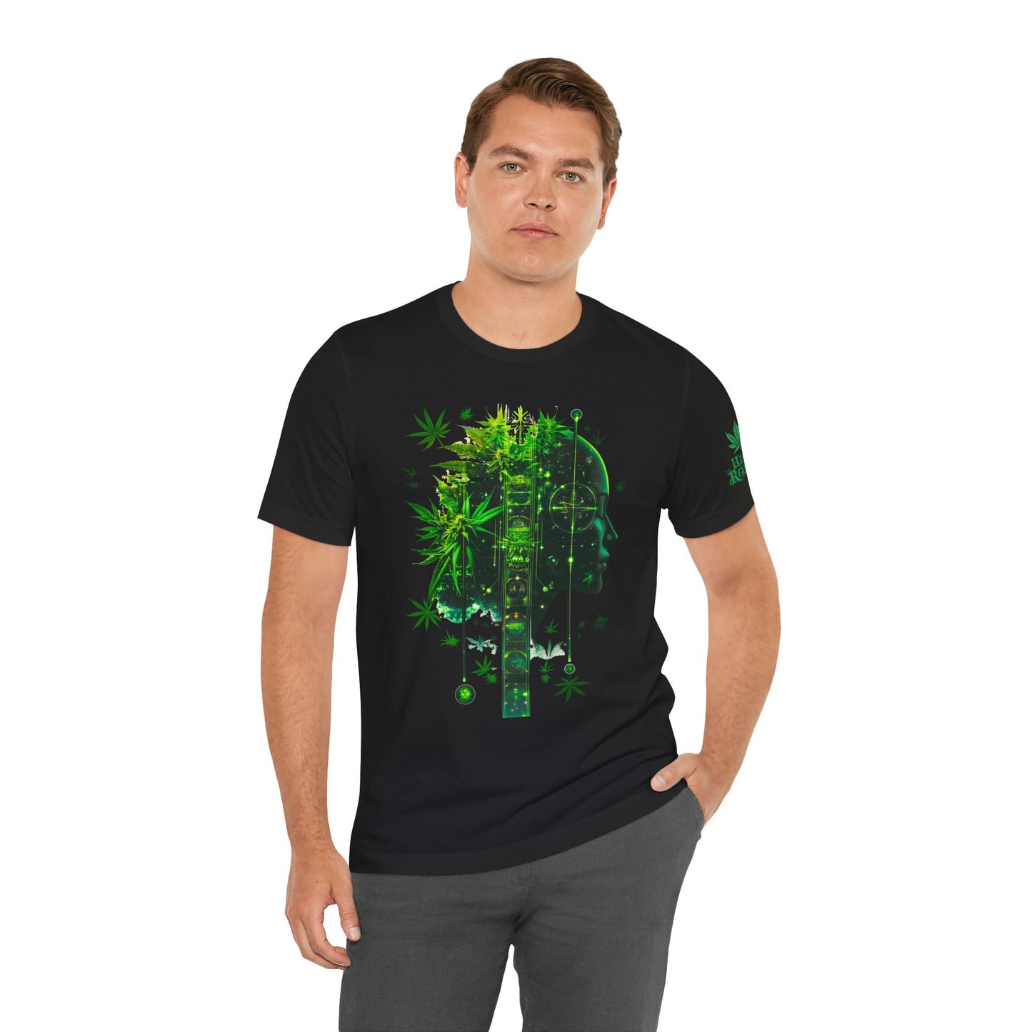 Digital Mind Tee - Premium Airlume Cotton Cannabis Culture Tech Art Matrix Design