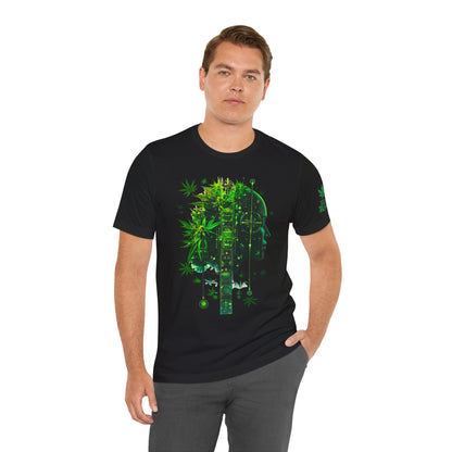 Digital Mind Tee - Premium Airlume Cotton Cannabis Culture Tech Art Matrix Design