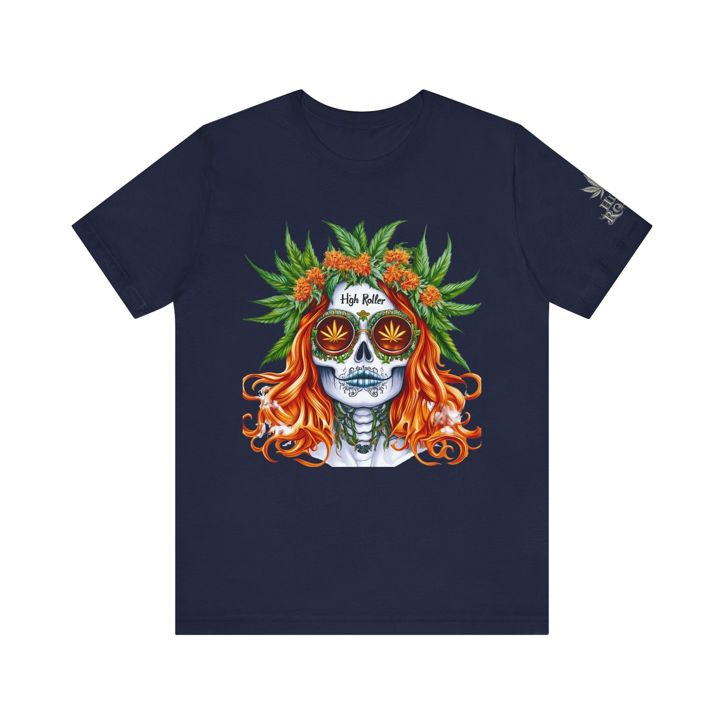 Sugar Skull Cannabis Tee - Day of Dead Art Design | High Roller