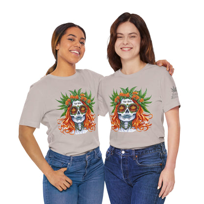Sugar Skull Goddess Tee - Premium Airlume Cotton Cannabis Culture Day of Dead Art