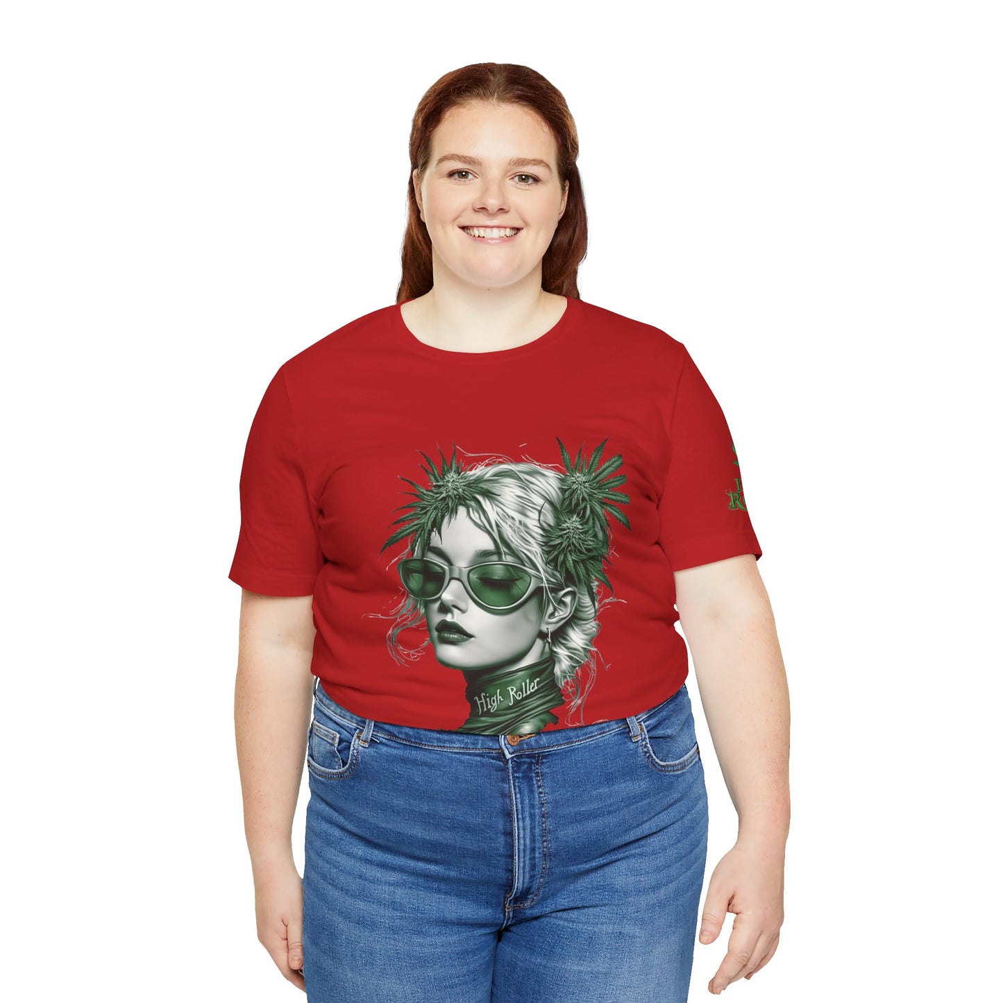 Green Queen T-Shirt - Premium Airlume Cotton Cannabis Crown Portrait Art Tee