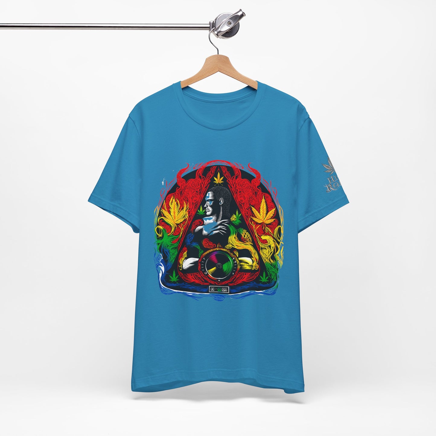 High Roller Sacred Buddha Cannabis T-Shirt - Premium 420 Spiritual Meditation Enlightenment Botanical Artistry Apparel