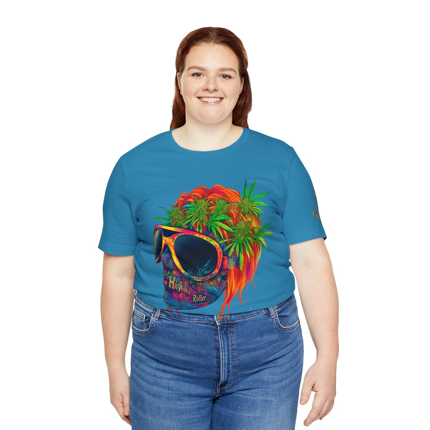 Tropical Cannabis Skull Tee - Paradise Vibes Art Design | High Roller