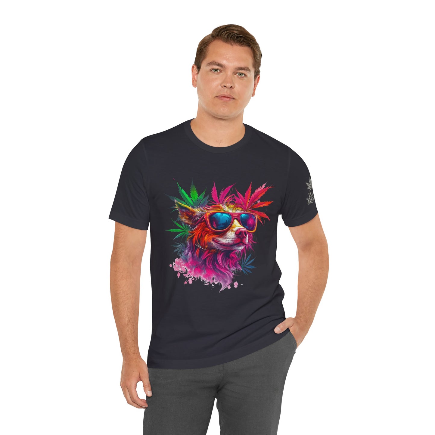 Spectrum Pup Tee - Premium Airlume Cotton Cannabis Culture Psychedelic Dog Art