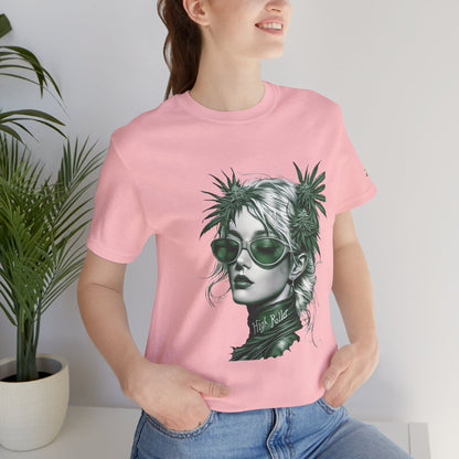 Green Queen T-Shirt - Premium Airlume Cotton Cannabis Crown Portrait Art Tee