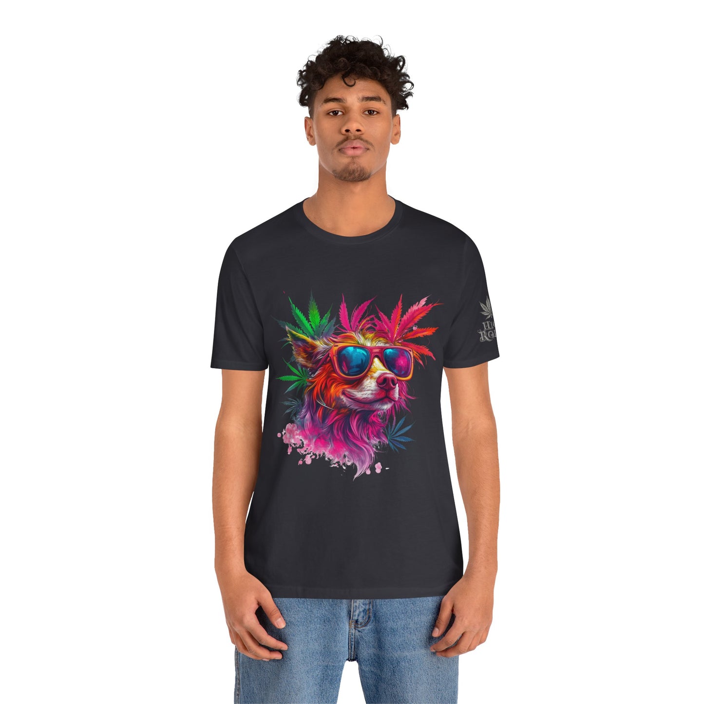 Spectrum Pup Tee - Premium Airlume Cotton Cannabis Culture Psychedelic Dog Art