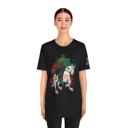 Headless Horseman HIGH ROLLER Halloween Cannabis T-Shirt - Premium Pumpkin Rider Skeletal Steed 420 Apparel
