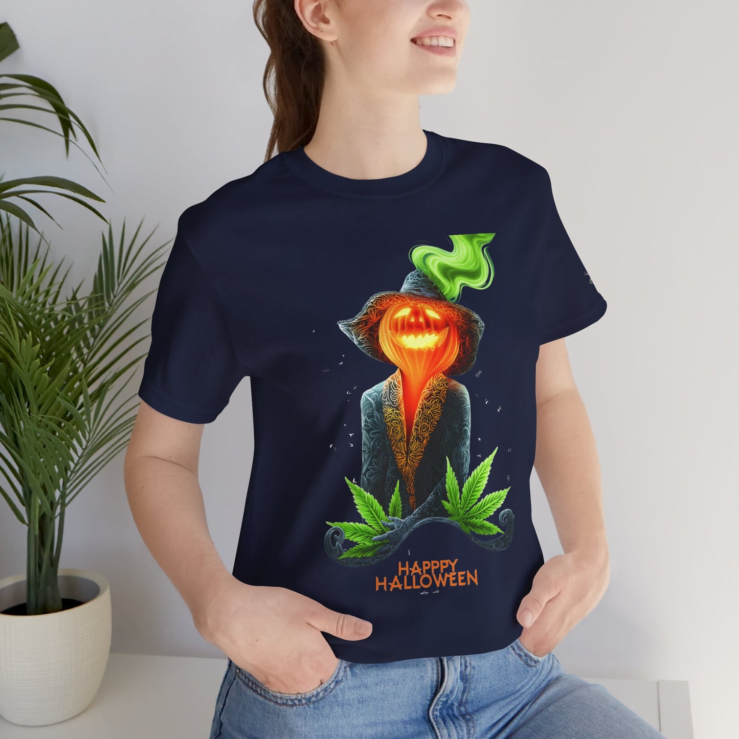 Victorian Pumpkin Gentleman HIGH ROLLER Halloween Cannabis T-Shirt - Premium Jack-o'-Lantern Aristocrat Meditation 420 Apparel