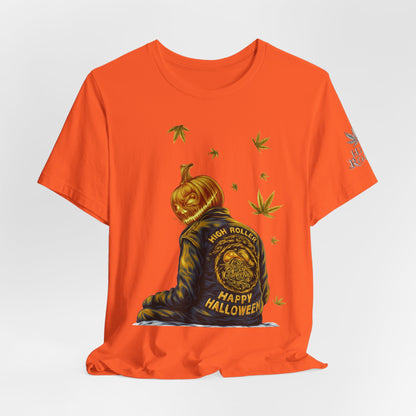 Pumpkin Head HIGH ROLLER Halloween T-Shirt - Premium Cannabis Culture Apparel