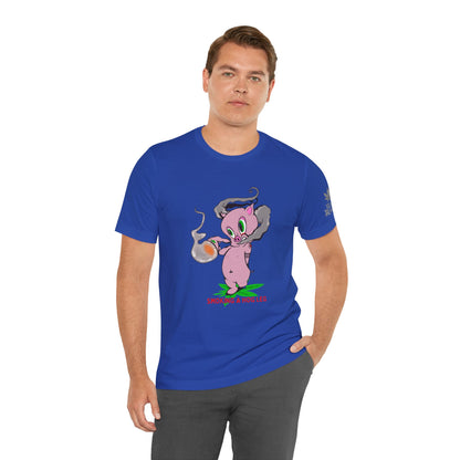 Smoking Hog Leg Pink Pig Tee - Premium Airlume Cotton Cannabis Culture Art
