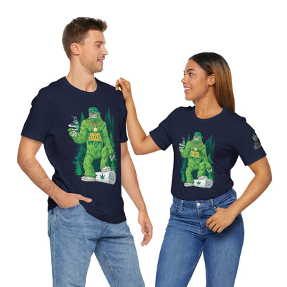Bigfoot HIGH ROLLER Halloween Cannabis Forest T-Shirt - Premium Sasquatch Lifestyle Legend 420 Apparel