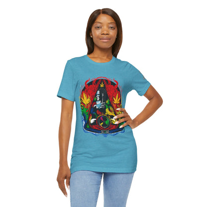 High Roller Sacred Buddha Cannabis T-Shirt - Premium 420 Spiritual Meditation Enlightenment Botanical Artistry Apparel