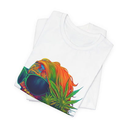 Psychedelic Cannabis Skull Tee - Neon Profile Art Design | High Roller