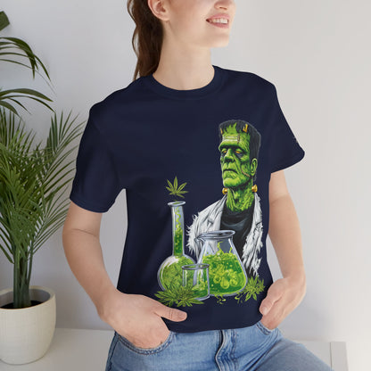 Frankenstein's Laboratory HIGH ROLLER Halloween Cannabis T-Shirt - Premium Monster Scientist 420 Experiment Apparel