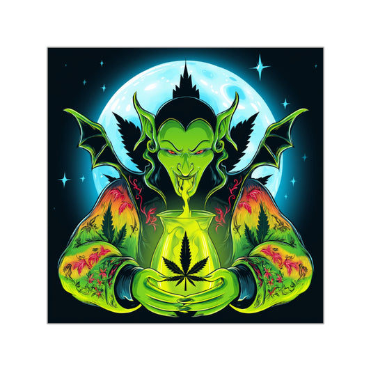 Vampire Cannabis Guardian Halloween Sticker - Premium Bat-Winged Demon HIGH ROLLER Moonlight Keeper 420 Vinyl Decal