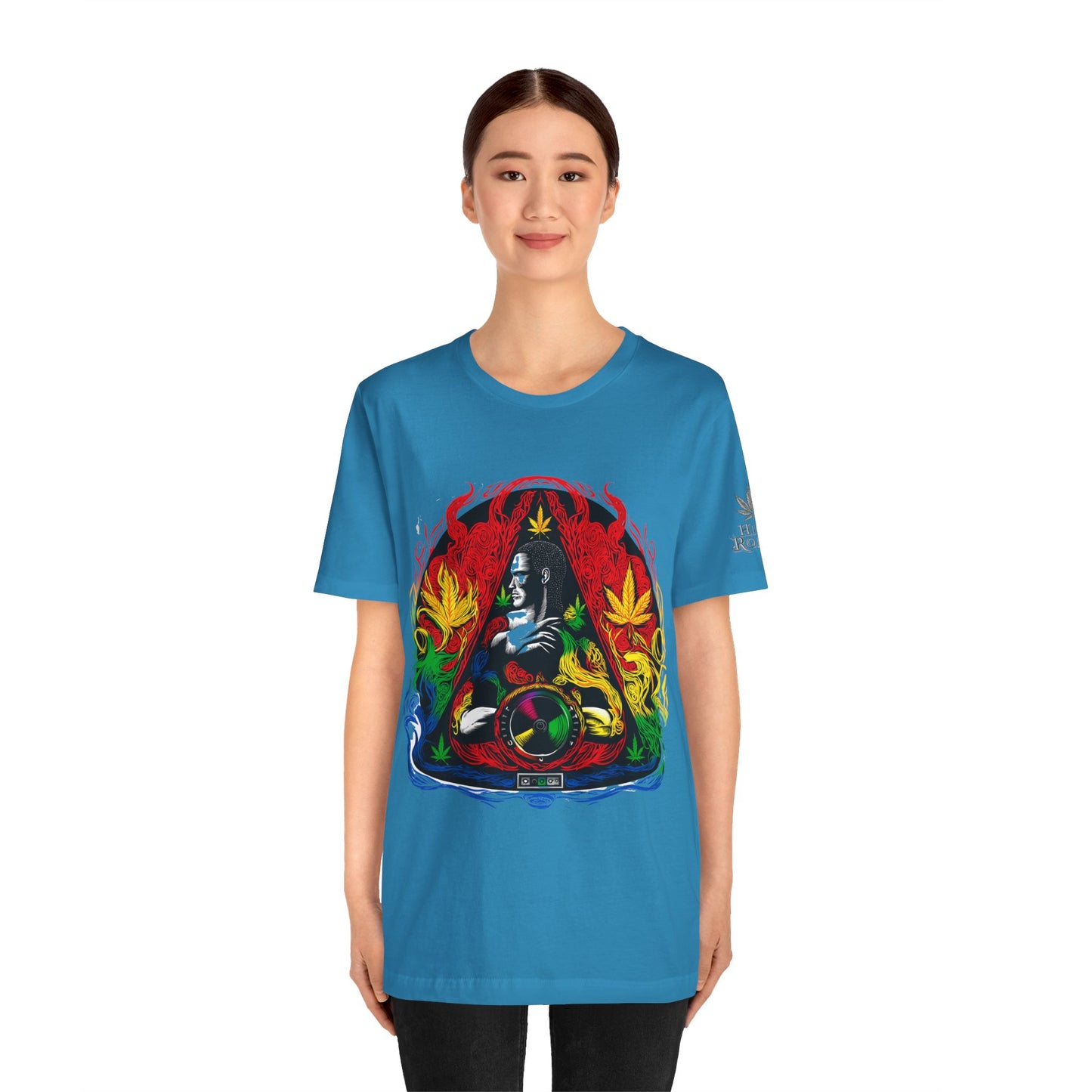 High Roller Sacred Buddha Cannabis T-Shirt - Premium 420 Spiritual Meditation Enlightenment Botanical Artistry Apparel