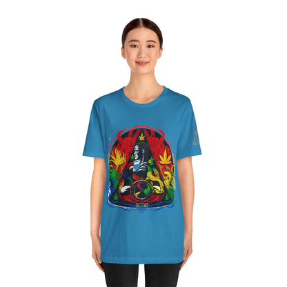 High Roller Sacred Buddha Cannabis T-Shirt - Premium 420 Spiritual Meditation Enlightenment Botanical Artistry Apparel