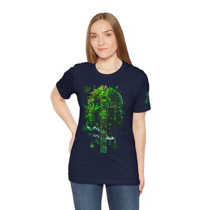 Digital Mind Tee - Premium Airlume Cotton Cannabis Culture Tech Art Matrix Design
