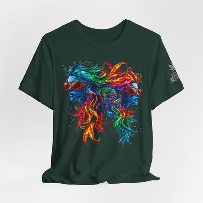 Spectrum Sisters T-Shirt - Premium Airlume Cotton Cannabis Rainbow Psychedelic Art Tee