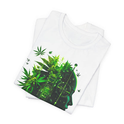 Digital Mind Tee - Premium Airlume Cotton Cannabis Culture Tech Art Matrix Design