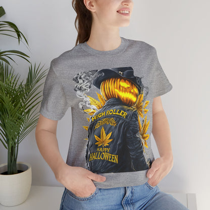 Halloween Witch Rider Cannabis T-Shirt - Premium Spooky 420 Biker Edition Apparel
