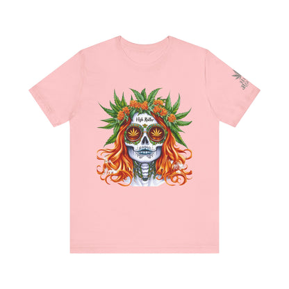 Sugar Skull Goddess Tee - Premium Airlume Cotton Cannabis Culture Day of Dead Art