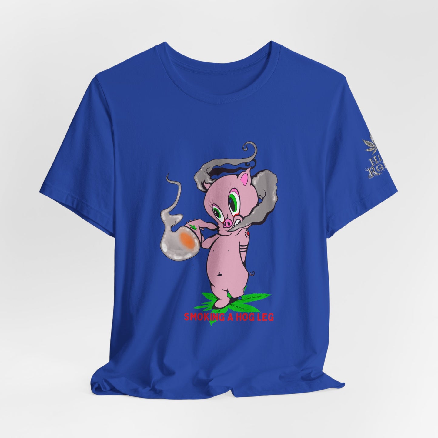Smoking Hog Leg Pink Pig Tee - Premium Airlume Cotton Cannabis Culture Art