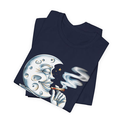 Midnight Toker Moon Tee - Celestial Cannabis Art Design | High Roller