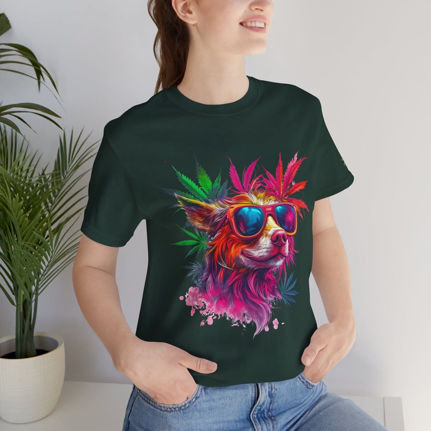 Spectrum Pup Tee - Premium Airlume Cotton Cannabis Culture Psychedelic Dog Art