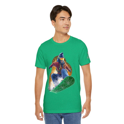 High Roller Snowboard Cannabis T-Shirt - Premium 420 Winter Sports Action Shred Mountain Lifestyle Apparel