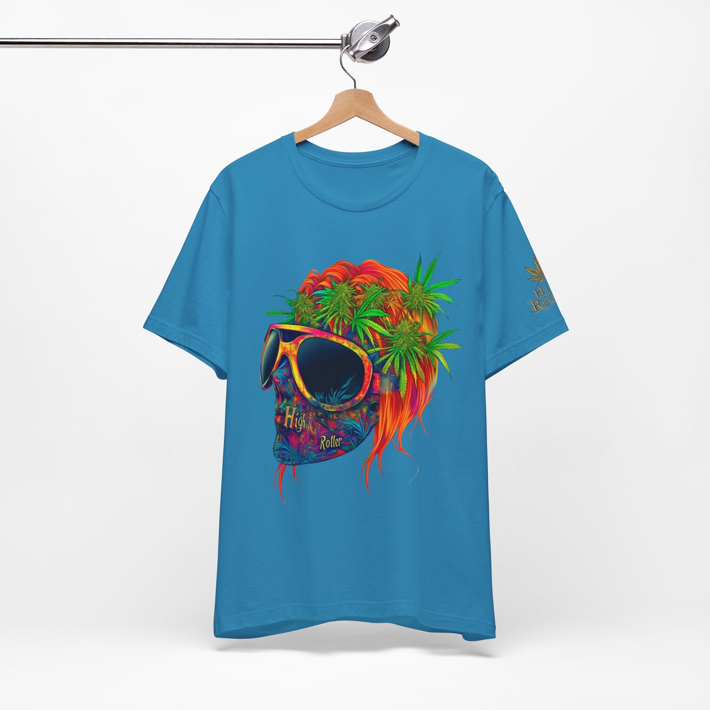 Tropical Cannabis Skull Tee - Paradise Vibes Art Design | High Roller