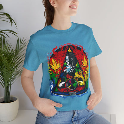 High Roller Sacred Buddha Cannabis T-Shirt - Premium 420 Spiritual Meditation Enlightenment Botanical Artistry Apparel