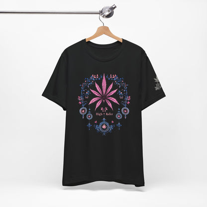 Bohemian Cannabis Mandala Tee - Floral Folk Art Design | High Roller