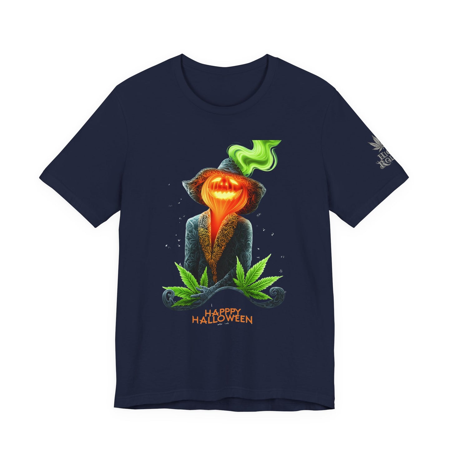 Victorian Pumpkin Gentleman HIGH ROLLER Halloween Cannabis T-Shirt - Premium Jack-o'-Lantern Aristocrat Meditation 420 Apparel