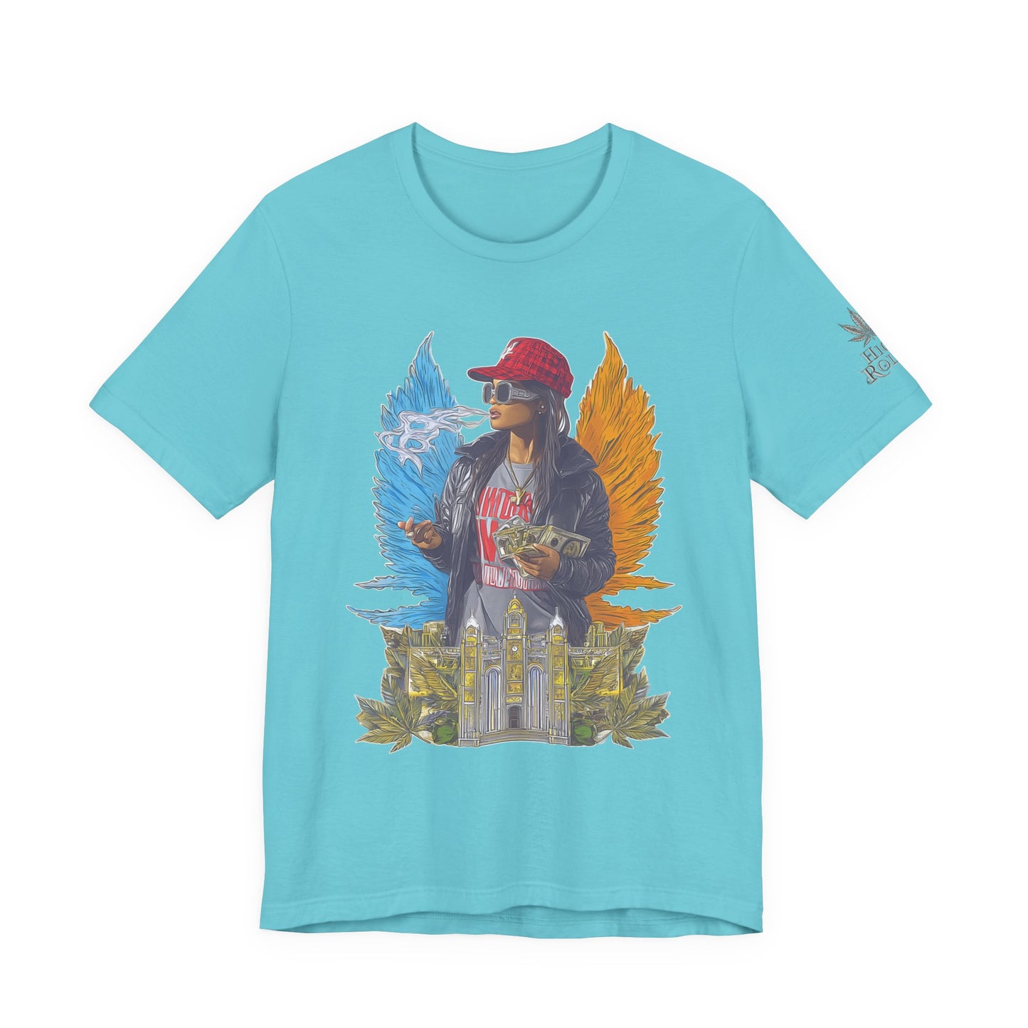 High Roller Golden Wings Money Cannabis T-Shirt - Premium 420 Hip-Hop Angel Street Culture Success Lifestyle Apparel