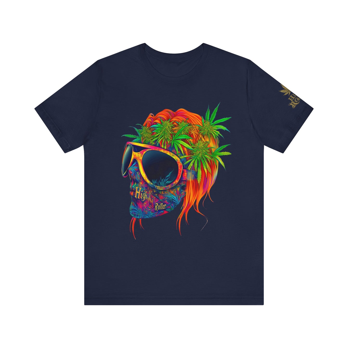 Psychedelic Skull Tee - Premium Airlume Cotton Cannabis Culture Rainbow Skull Art