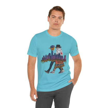 High Roller Urban Legends Cannabis T-Shirt - Premium 420 City Skyline Street Culture Double Exposure Apparel