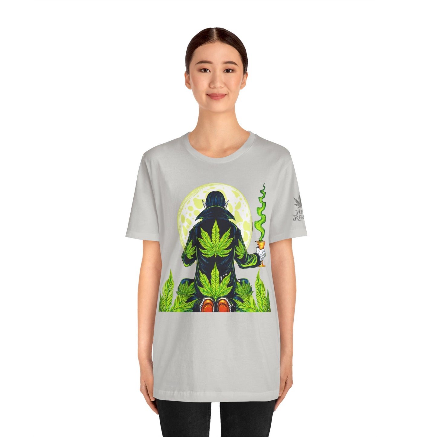 Luxury Gothic Cannabis Vampire T-Shirt - Premium Dark HIGH ROLLER Streetwear - Elevated Nocturnal 420 Fashion