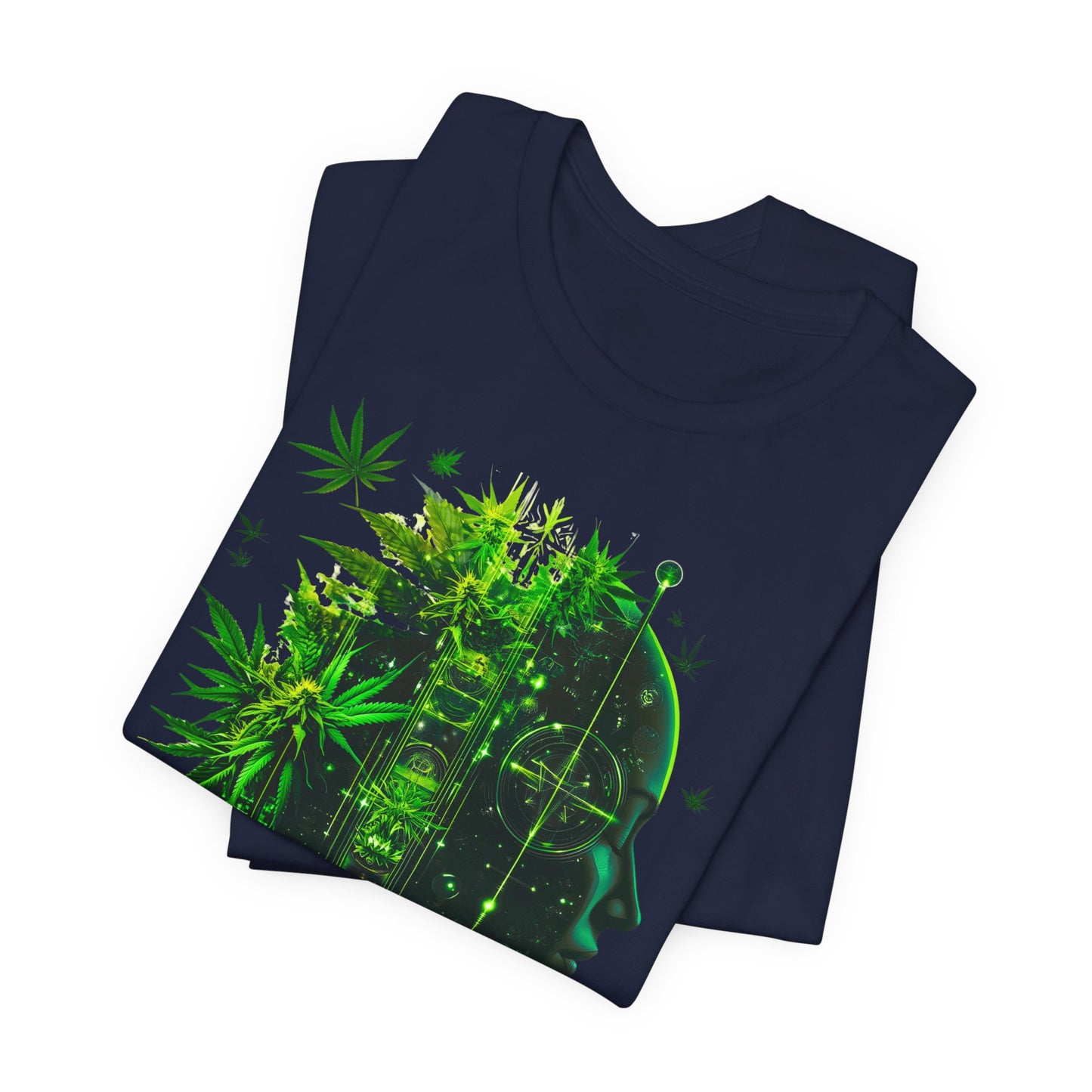 Digital Mind Tee - Premium Airlume Cotton Cannabis Culture Tech Art Matrix Design