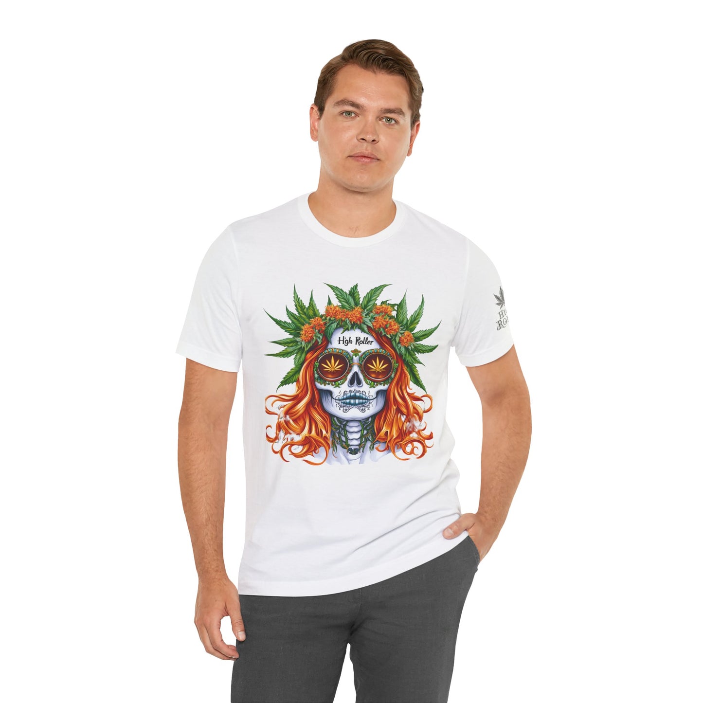 Sugar Skull Cannabis Tee - Day of Dead Art Design | High Roller