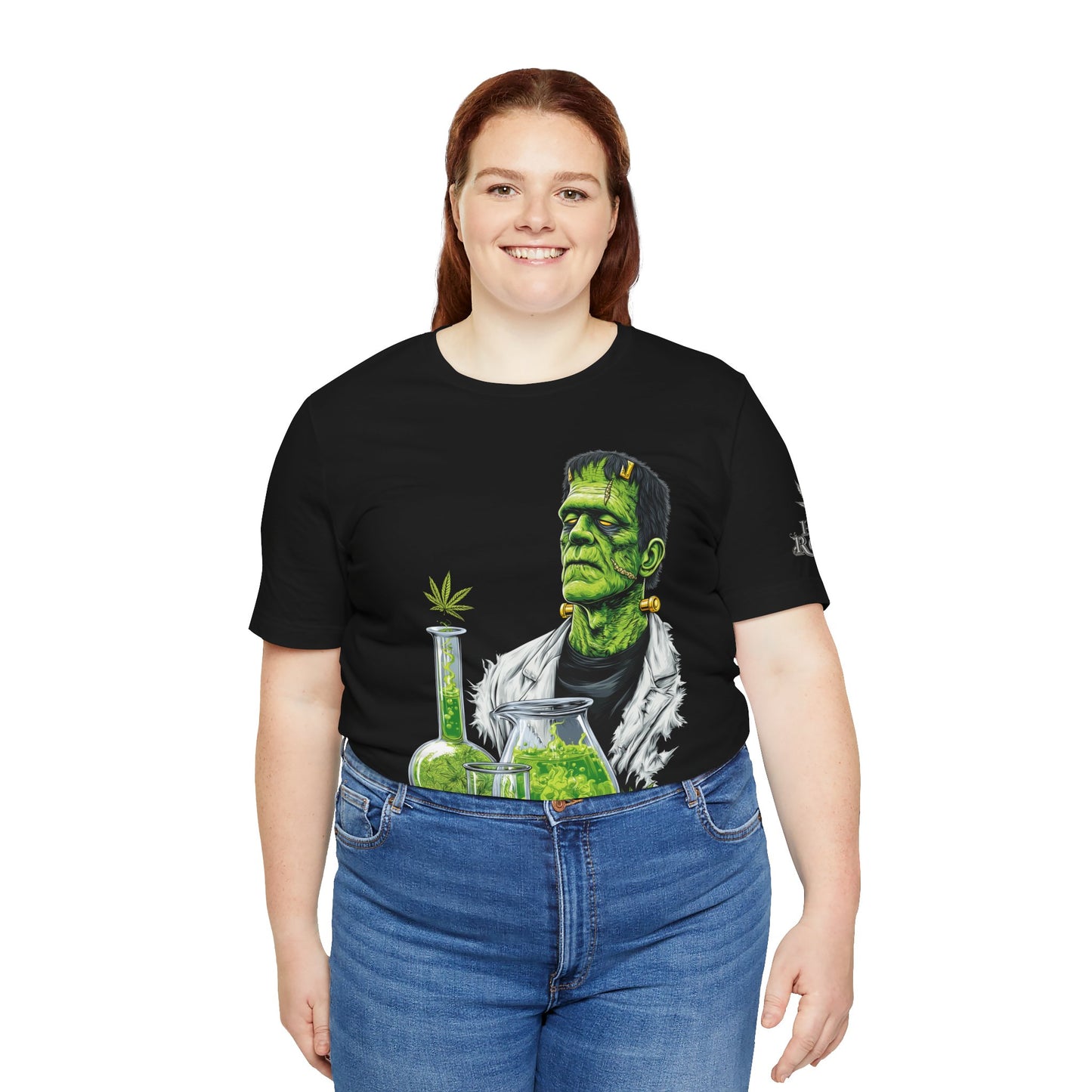 Frankenstein's Laboratory HIGH ROLLER Halloween Cannabis T-Shirt - Premium Monster Scientist 420 Experiment Apparel