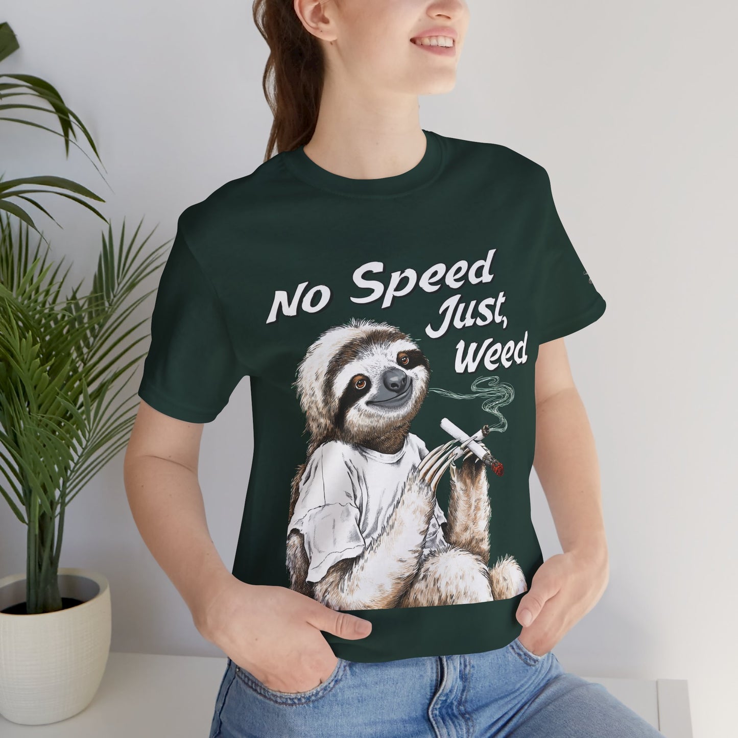 Slow Motion Tee - Premium Airlume Cotton Cannabis Culture Sloth Humor Art