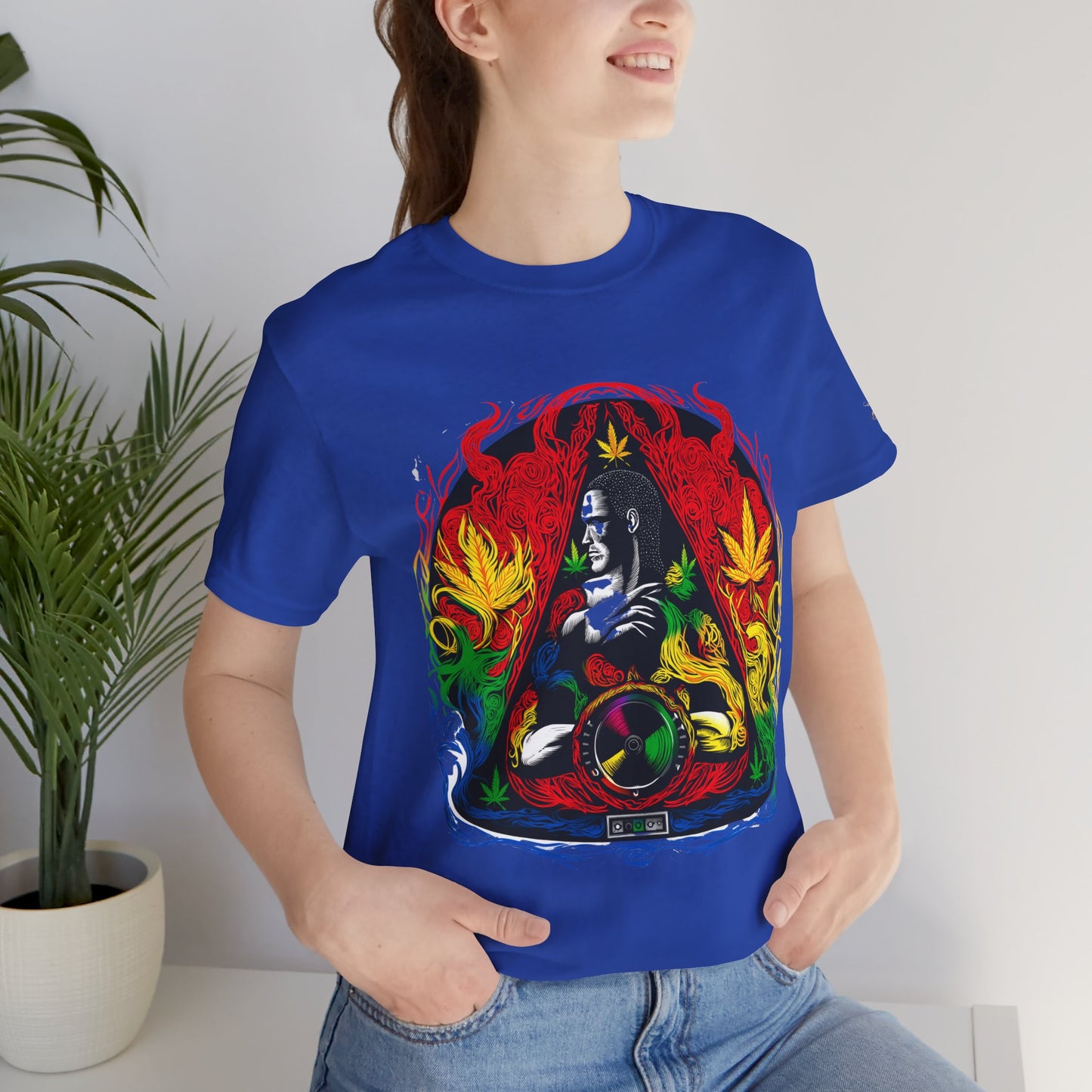 High Roller Sacred Buddha Cannabis T-Shirt - Premium 420 Spiritual Meditation Enlightenment Botanical Artistry Apparel