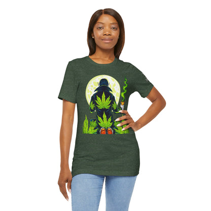 Luxury Gothic Cannabis Vampire T-Shirt - Premium Dark HIGH ROLLER Streetwear - Elevated Nocturnal 420 Fashion