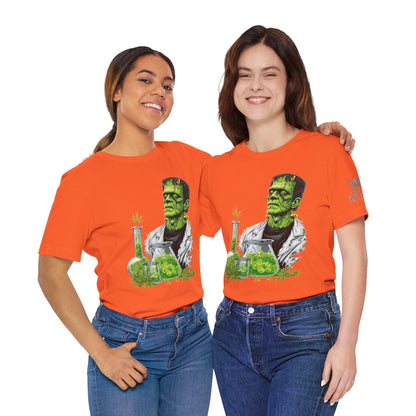 Frankenstein's Laboratory HIGH ROLLER Halloween Cannabis T-Shirt - Premium Monster Scientist 420 Experiment Apparel