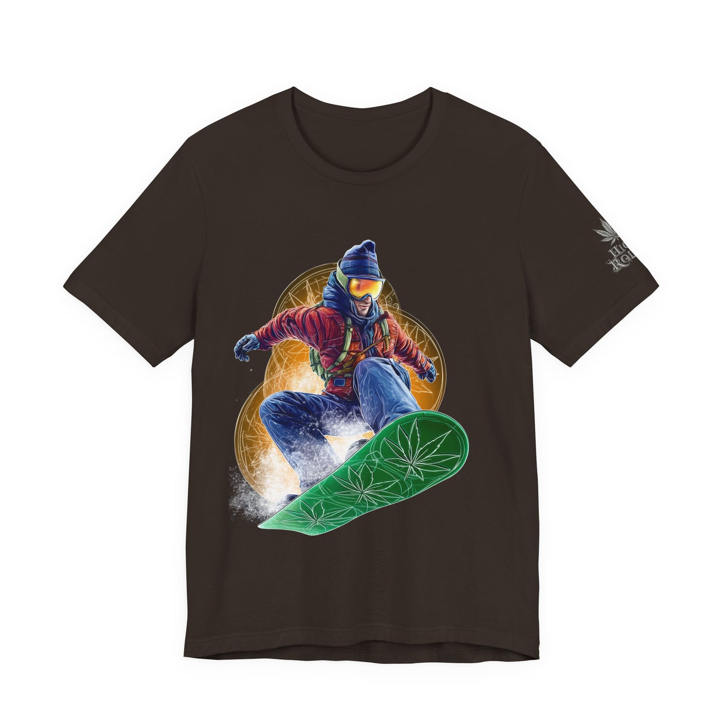 High Roller Snowboard Cannabis T-Shirt - Premium 420 Winter Sports Action Shred Mountain Lifestyle Apparel