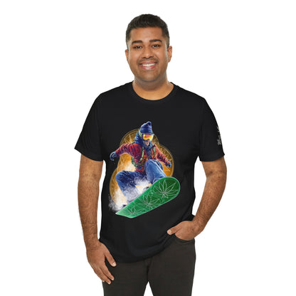 High Roller Snowboard Cannabis T-Shirt - Premium 420 Winter Sports Action Shred Mountain Lifestyle Apparel
