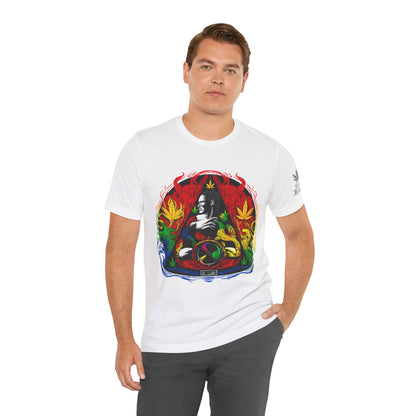 HIGH ROLLER Buddha Meditation Premium Cannabis Culture T-Shirt - Enlightenment Meets Electronic Music Luxury Streetwear