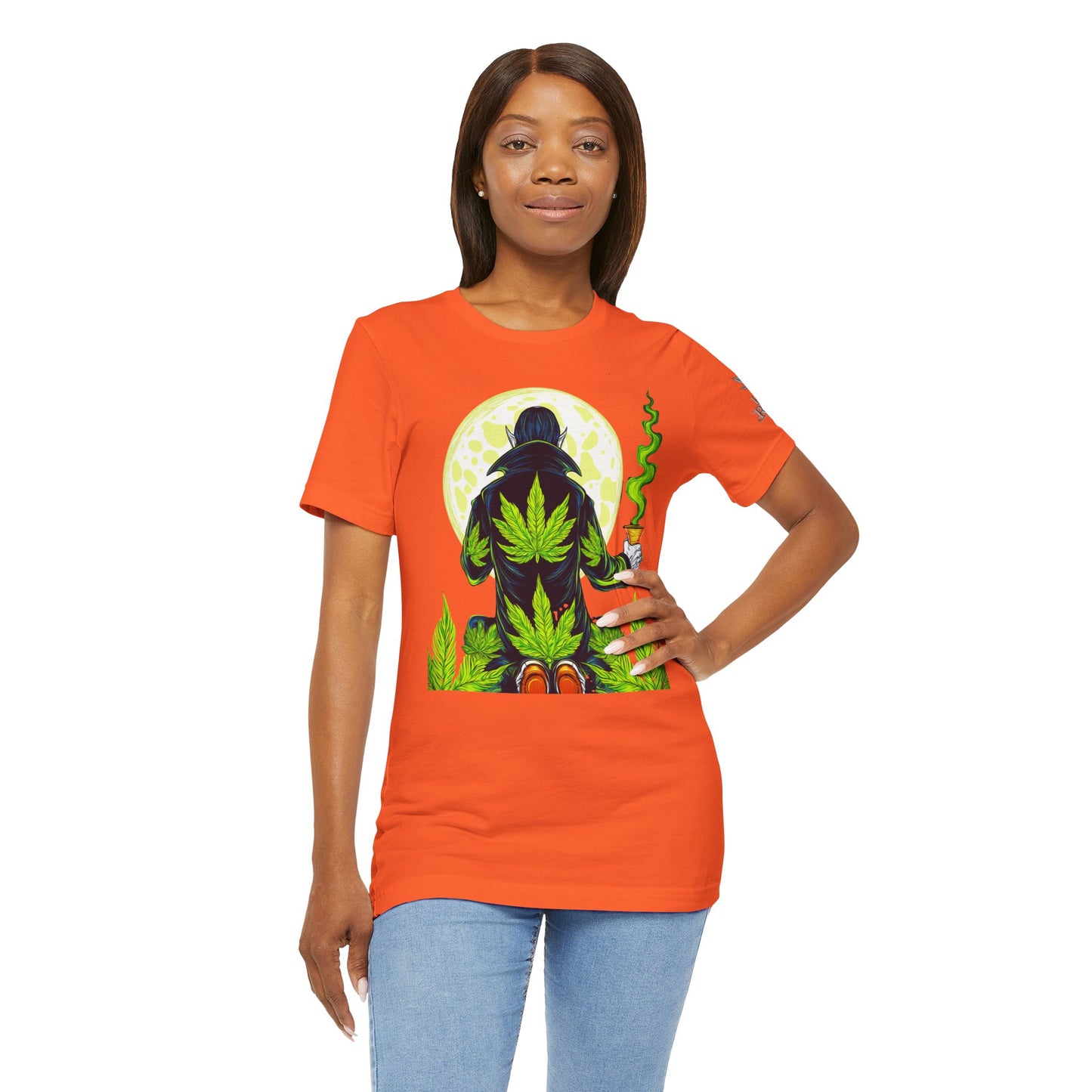 Luxury Gothic Cannabis Vampire T-Shirt - Premium Dark HIGH ROLLER Streetwear - Elevated Nocturnal 420 Fashion